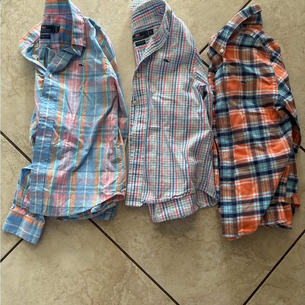 Vineyard Vines Blue and Orange Casual Button Down Shirts